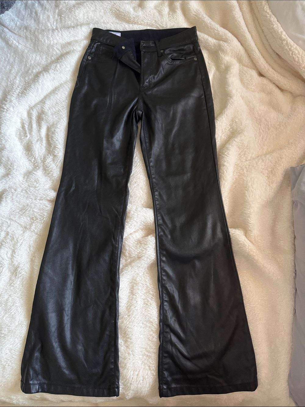GAP Black Faux Leather Flare Pants